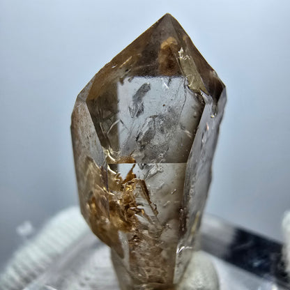 Sceptre Enhydro Phantom Smoky Quartz DT, 1x Bubble Goboboseb, Namibie 28*14*10mm 