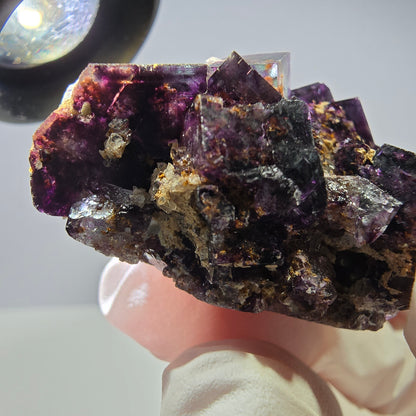 Rare spécimen de cube de fluorite fantôme, vert-violet, Okorusu, Namibie, 41 x 34 x 24 mm 
