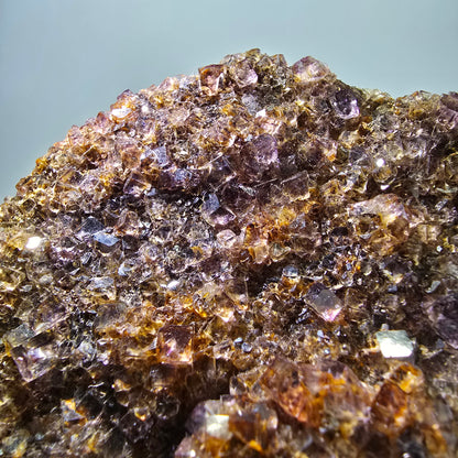 Grand spécimen de cube de fluorite fantôme double face, jaune violet, Okorusu, Namibie, 111 x 89 x 28 mm 