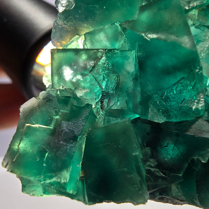Cube de fluorite fantôme parqueté vert violet Okorusu Namibie 60*54*15mm 