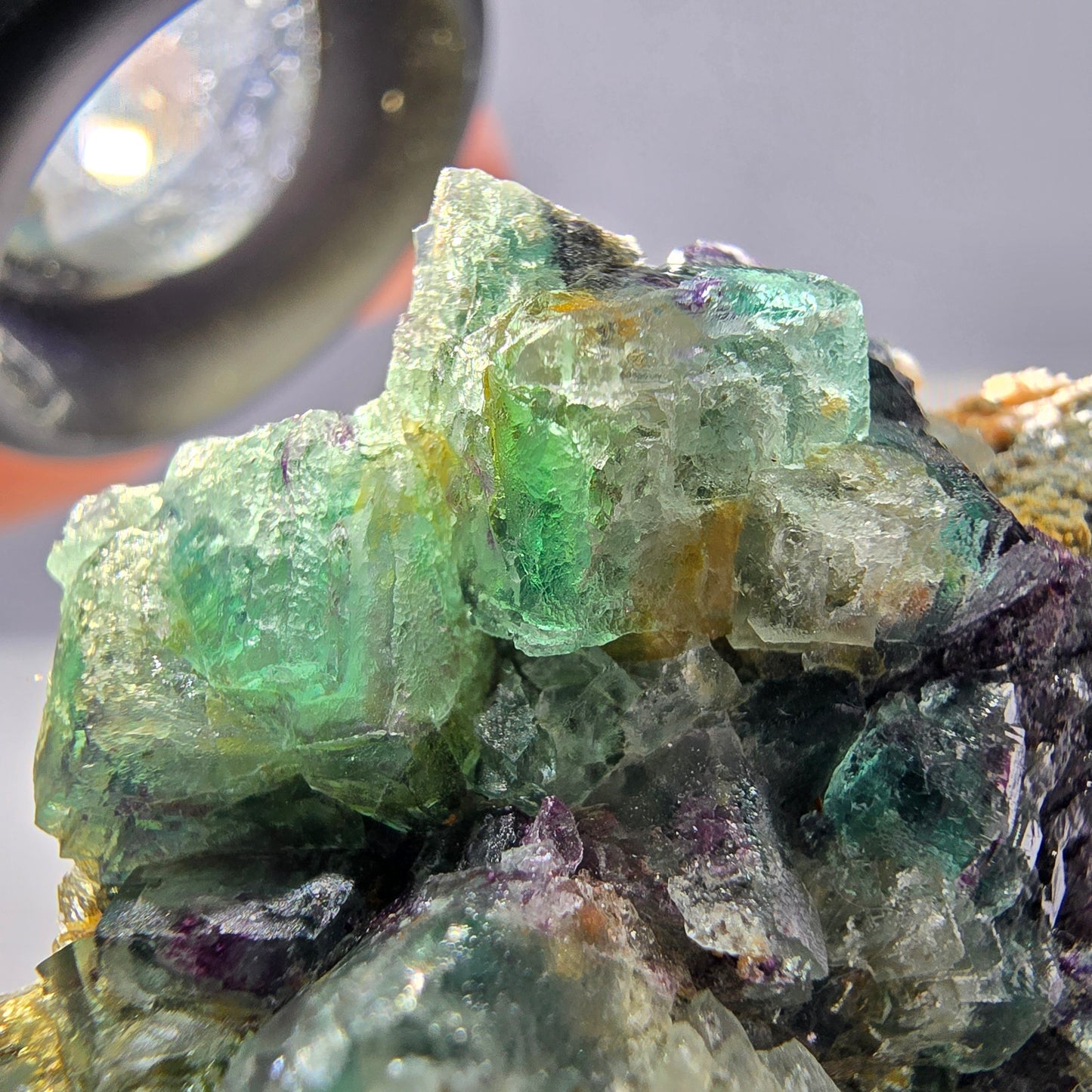 Cube de fluorite fantôme zonal, spécimen d'orthose, Erongo, Namibie, 62 x 45 x 30 mm 
