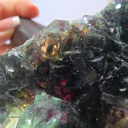 Rare spécimen de cube de fluorite fantôme, vert violet Okorusu Namibie 80*43*17 mm 