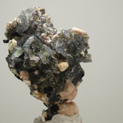 Bunte Phantom Fluorit, Schörl Turmalin, Hyalit Opal, Muskovit Erongo, Namibia 75*45*37mm #14005