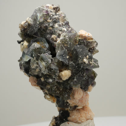 Bunte Phantom Fluorit, Schörl Turmalin, Hyalit Opal, Muskovit Erongo, Namibia 75*45*37mm #14005