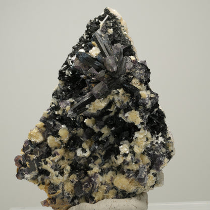 Bunte Phantom Fluorit Würfel, Schörl Turmalin, Muskovit Erongo, Namibia 82*60*49mm #14006