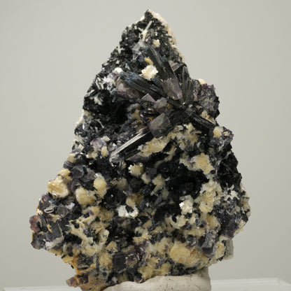 Bunte Phantom Fluorit Würfel, Schörl Turmalin, Muskovit Erongo, Namibia 82*60*49mm #14006