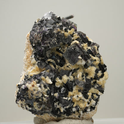 Bunte Phantom Fluorit Würfel, Schörl Turmalin, Muskovit Erongo, Namibia 68*55*38mm #14007