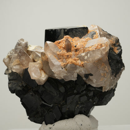 Symmetrische Schörl Turmalin mit Hyalit, Rauchquarz Erongo, Namibia 71*61*48mm #14008