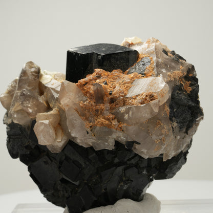 Symmetrische Schörl Turmalin mit Hyalit, Rauchquarz Erongo, Namibia 71*61*48mm #14008