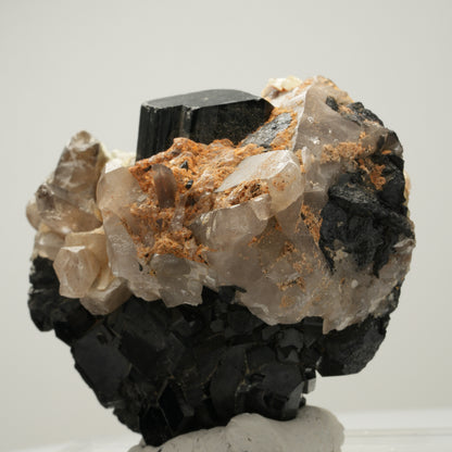Symmetrische Schörl Turmalin mit Hyalit, Rauchquarz Erongo, Namibia 71*61*48mm #14008