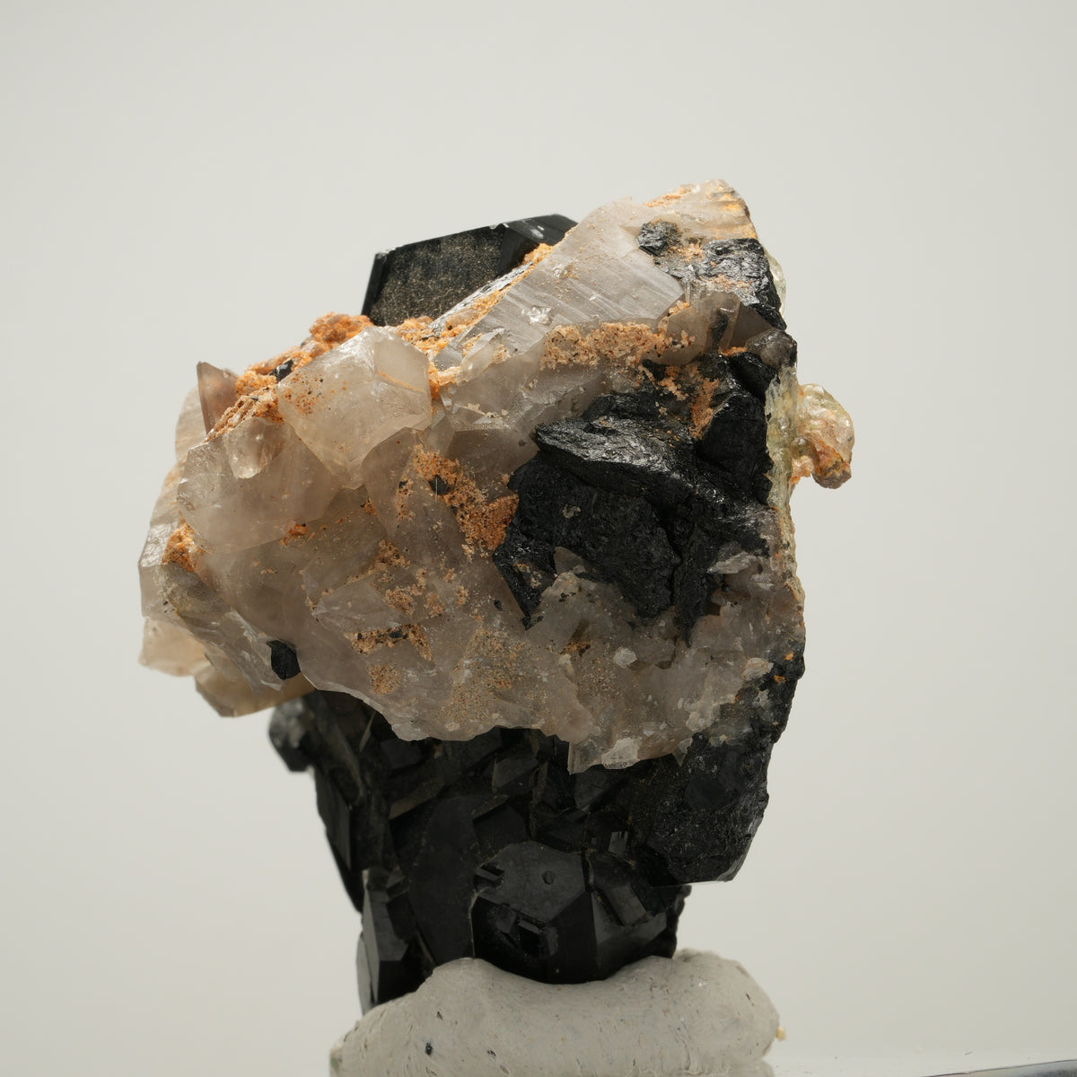 Symmetrische Schörl Turmalin mit Hyalit, Rauchquarz Erongo, Namibia 71*61*48mm #14008