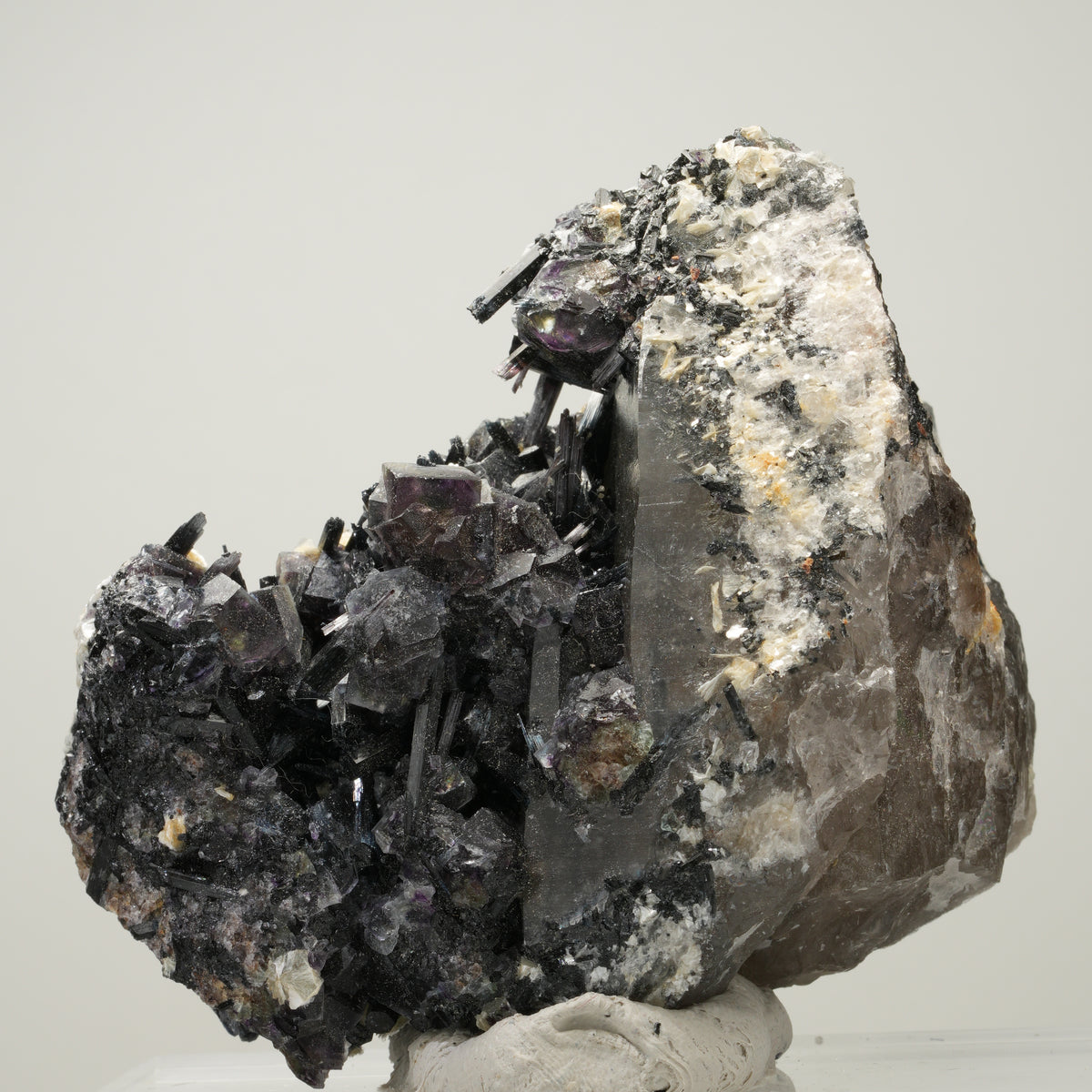 Bunte Phantom Fluorit, Schörl Turmalin, Muskovit, Rauchquarz Erongo, Namibia 62*47*73mm #14009