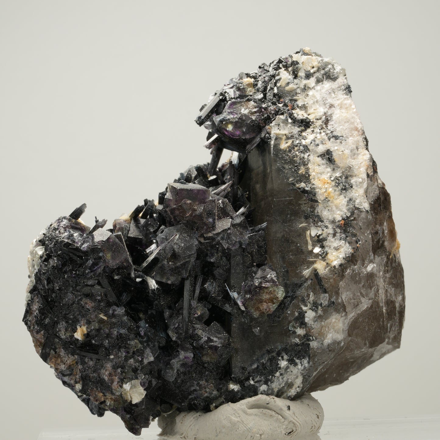 Bunte Phantom Fluorit, Schörl Turmalin, Muskovit, Rauchquarz Erongo, Namibia 62*47*73mm #14009