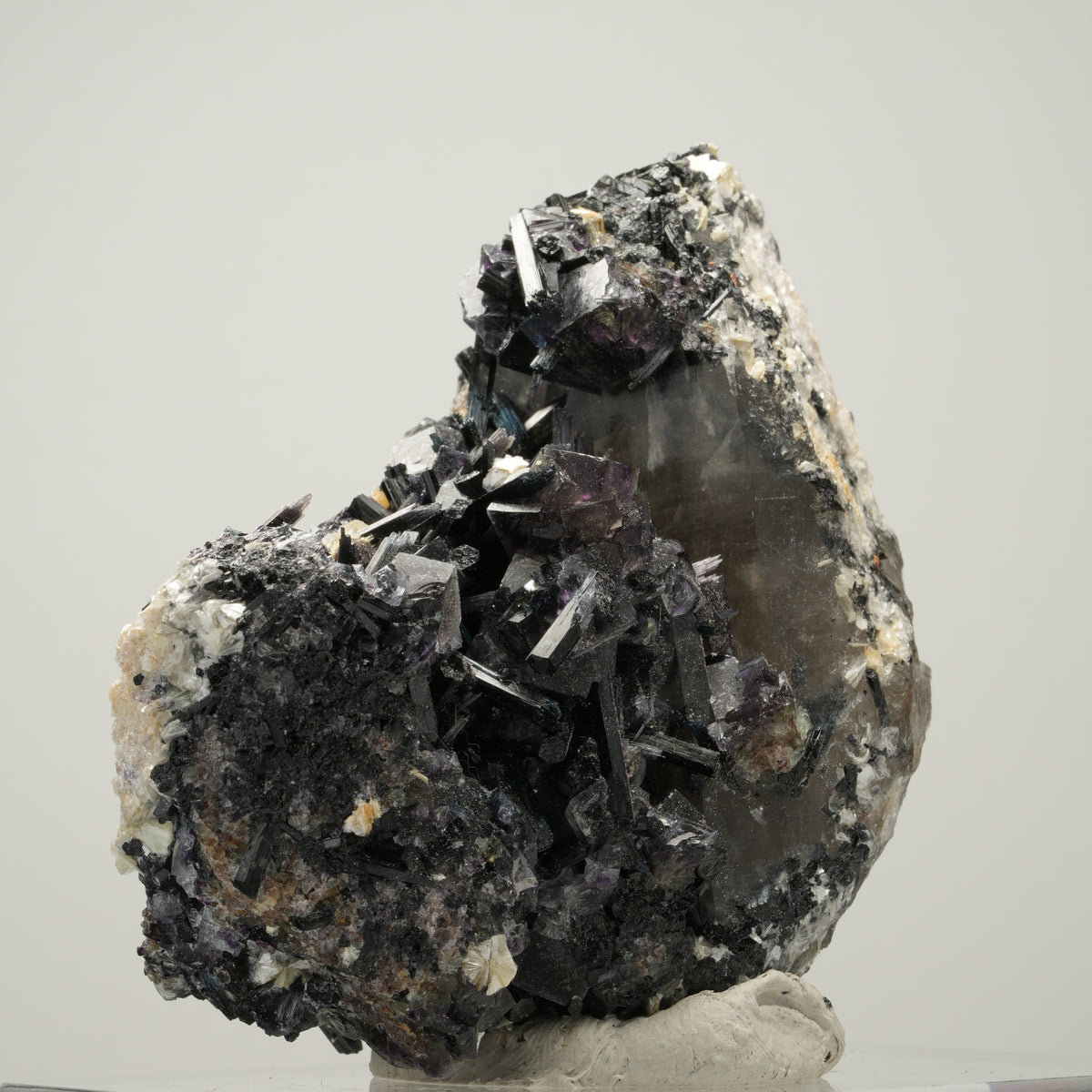 Bunte Phantom Fluorit, Schörl Turmalin, Muskovit, Rauchquarz Erongo, Namibia 62*47*73mm #14009