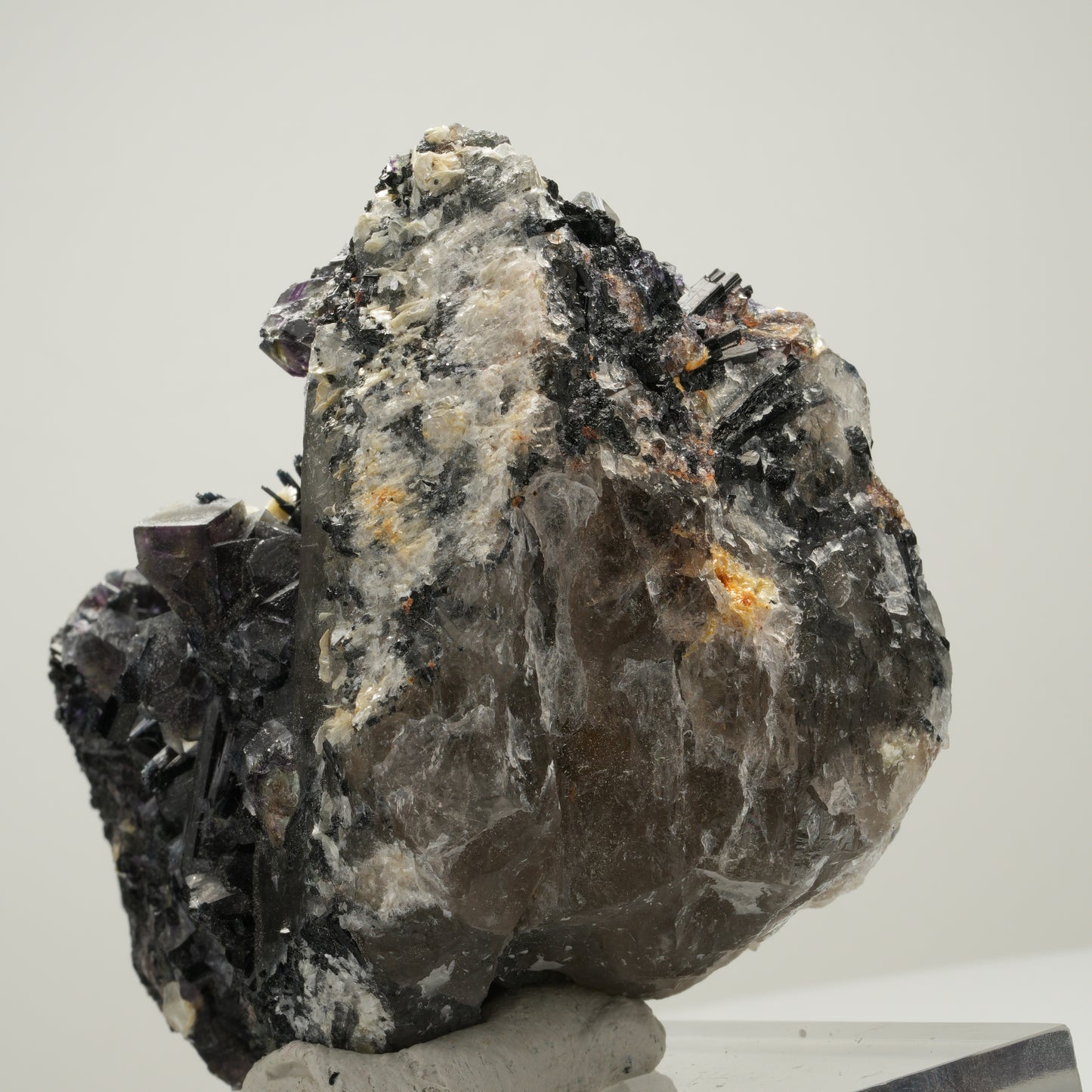 Bunte Phantom Fluorit, Schörl Turmalin, Muskovit, Rauchquarz Erongo, Namibia 62*47*73mm #14009