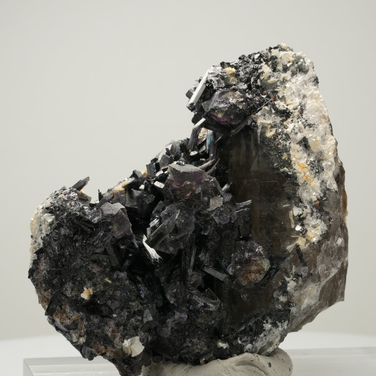 Bunte Phantom Fluorit, Schörl Turmalin, Muskovit, Rauchquarz Erongo, Namibia 62*47*73mm #14009
