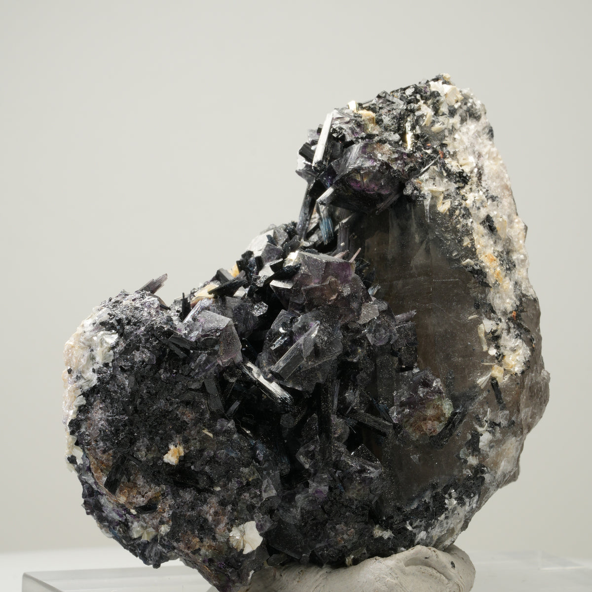 Bunte Phantom Fluorit, Schörl Turmalin, Muskovit, Rauchquarz Erongo, Namibia 62*47*73mm #14009