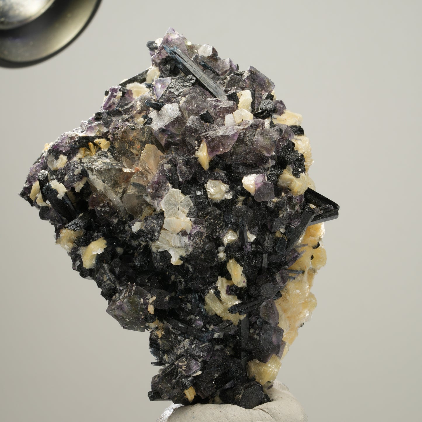 Bunte Phantom Fluorit, Schörl Turmalin, Muskovit, Rauchquarz Erongo, Namibia 73*50*28mm #14010