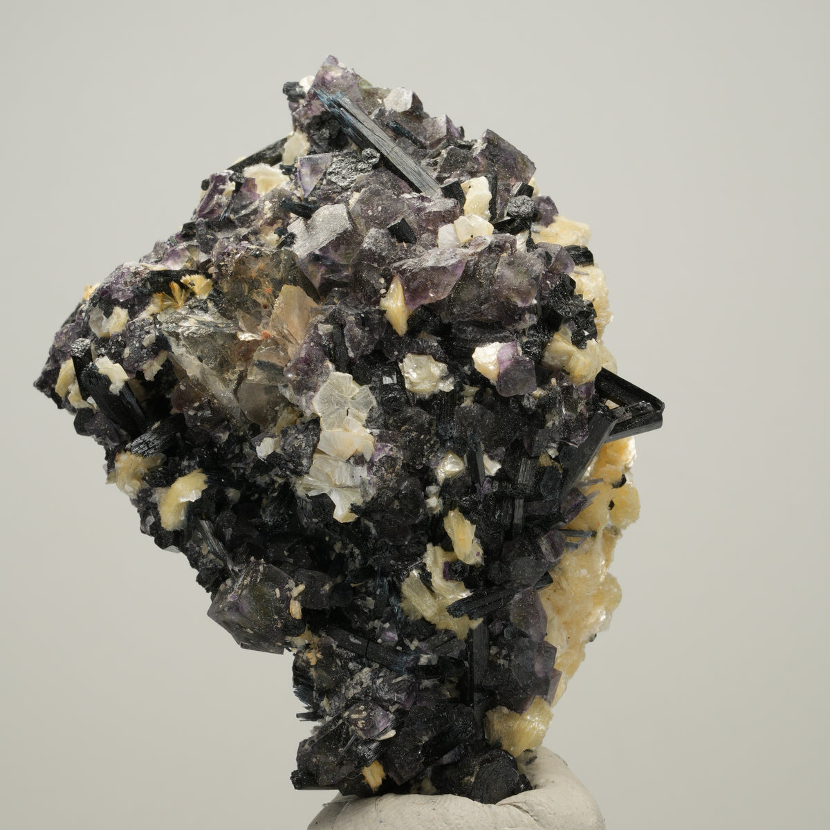 Bunte Phantom Fluorit, Schörl Turmalin, Muskovit, Rauchquarz Erongo, Namibia 73*50*28mm #14010