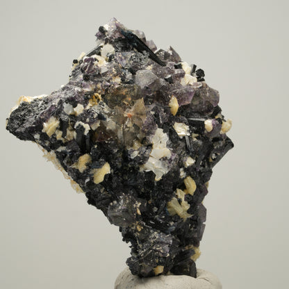 Bunte Phantom Fluorit, Schörl Turmalin, Muskovit, Rauchquarz Erongo, Namibia 73*50*28mm #14010