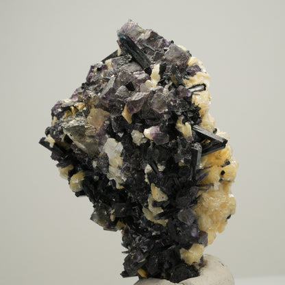 Bunte Phantom Fluorit, Schörl Turmalin, Muskovit, Rauchquarz Erongo, Namibia 73*50*28mm #14010