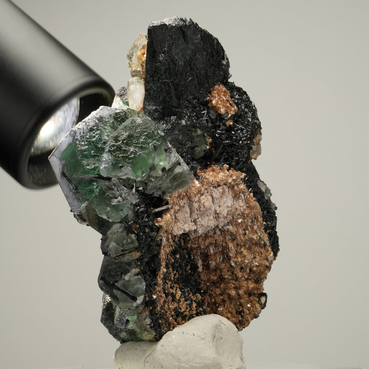 Phantom Fluorit, Goshenit (Beryl), Schörl Turmalin, Muskovit Erongo, Namibia 82*60*30mm #14012