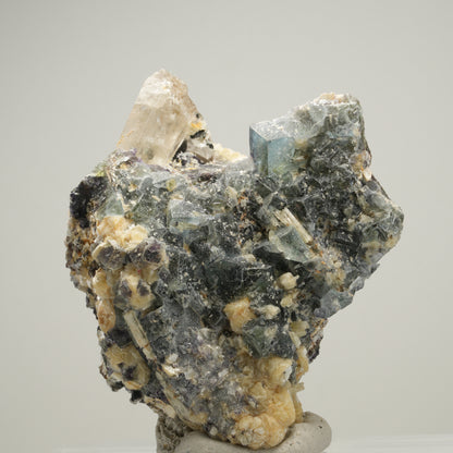 Phantom Fluorit, Schörl Turmalin, Hyalit, Rauchquarz, Muskovit Erongo, Namibia 77*72*47mm #14013