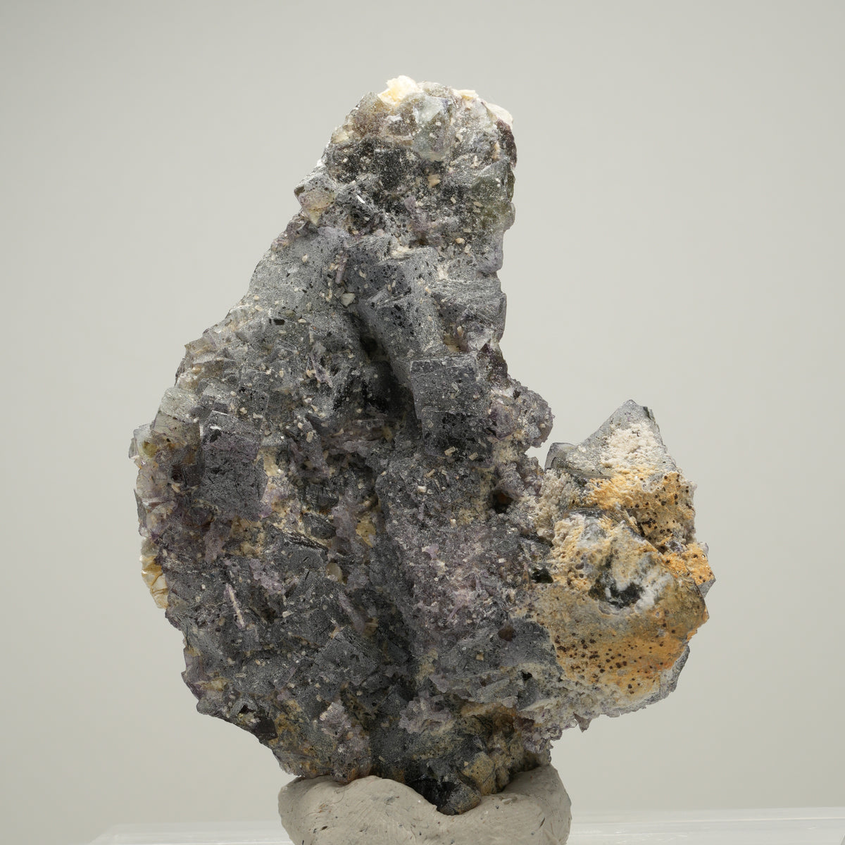 Bunte Phantom Fluorit Würfel, Muskovit Stufe Erongo, Namibia 79*57*46mm #14014