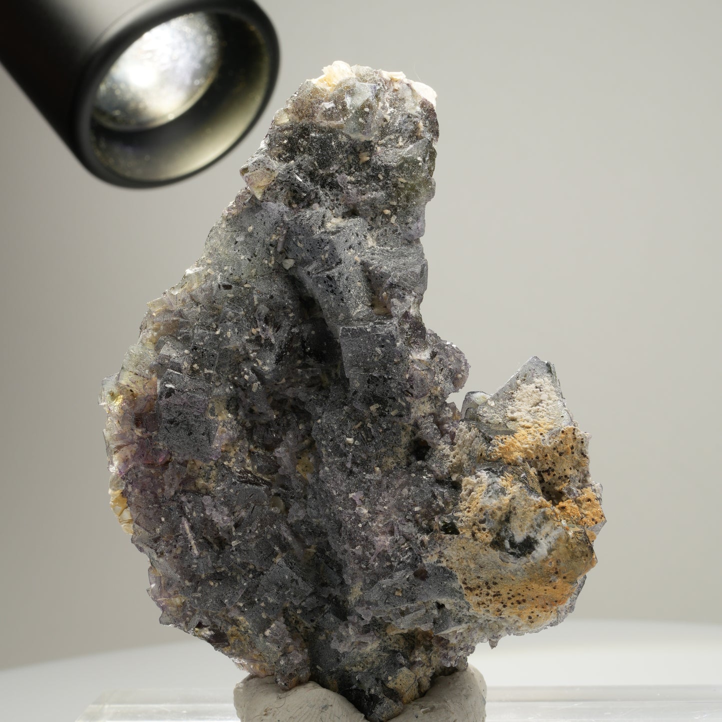 Bunte Phantom Fluorit Würfel, Muskovit Stufe Erongo, Namibia 79*57*46mm #14014