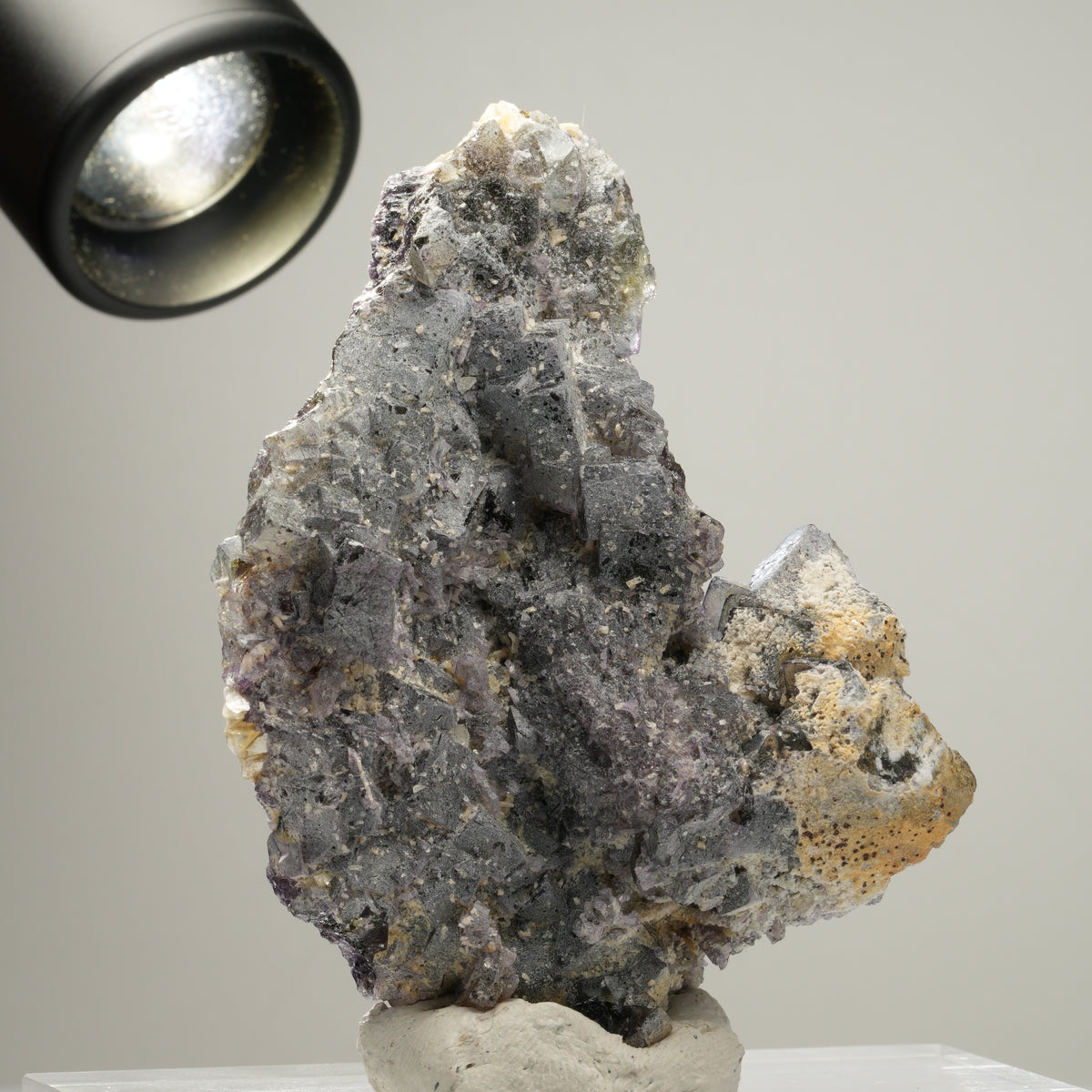 Bunte Phantom Fluorit Würfel, Muskovit Stufe Erongo, Namibia 79*57*46mm #14014