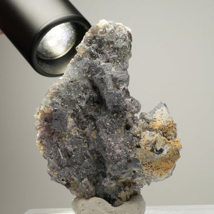 Bunte Phantom Fluorit Würfel, Muskovit Stufe Erongo, Namibia 79*57*46mm #14014