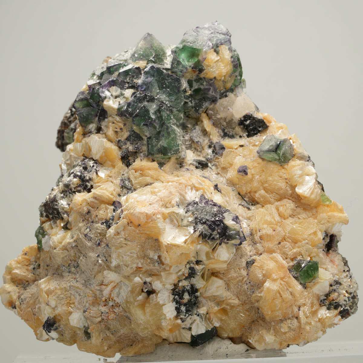 Seltene Phantom Fluorit Würfel, Muskovit Stufe Erongo, Namibia 78*60*52mm #14015