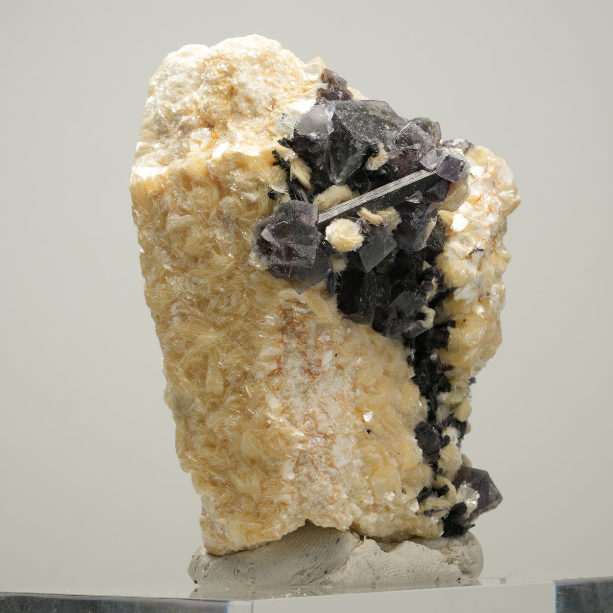 Bunte Phantom Fluorit, Schörl Turmalin, Hyalit Opal, Muskovit Erongo, Namibia 68*55*50mm #14016