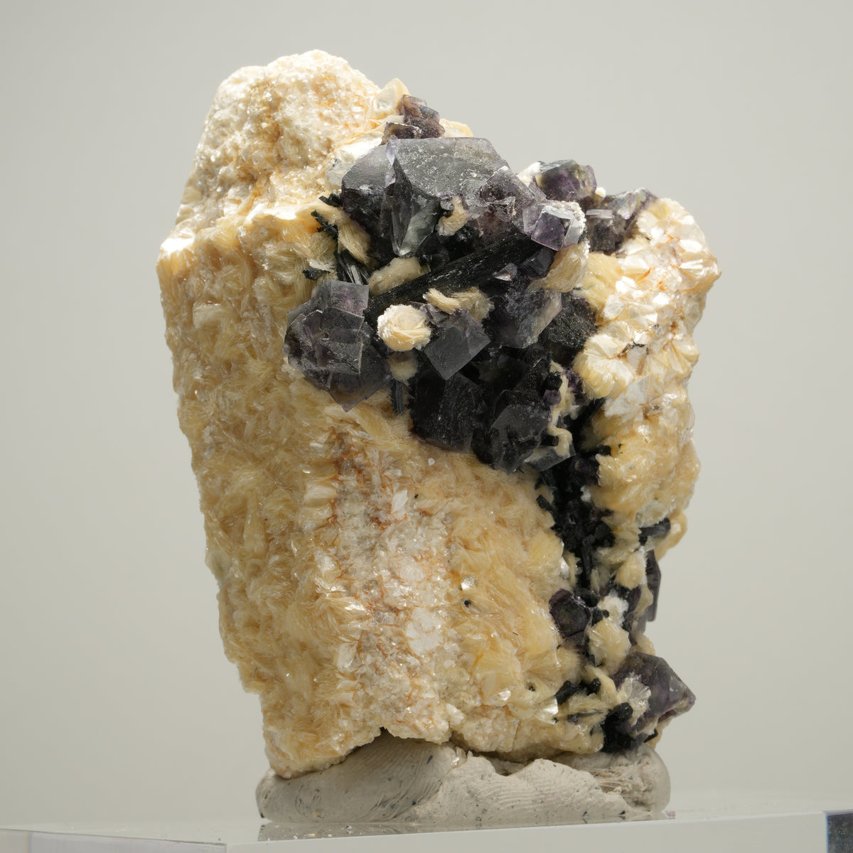 Bunte Phantom Fluorit, Schörl Turmalin, Hyalit Opal, Muskovit Erongo, Namibia 68*55*50mm #14016