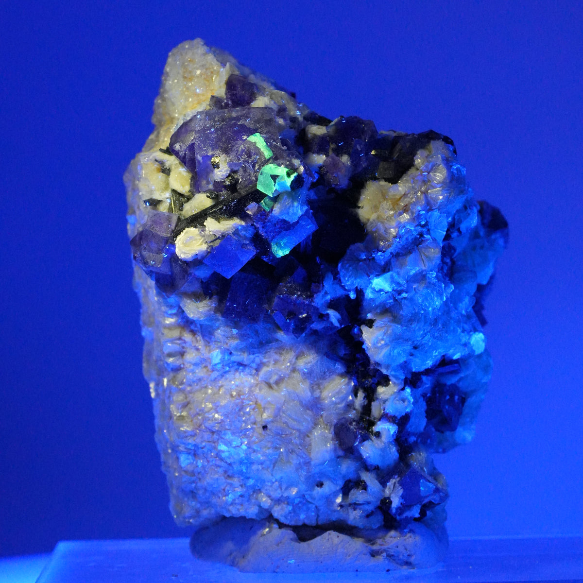 Bunte Phantom Fluorit, Schörl Turmalin, Hyalit Opal, Muskovit Erongo, Namibia 68*55*50mm #14016