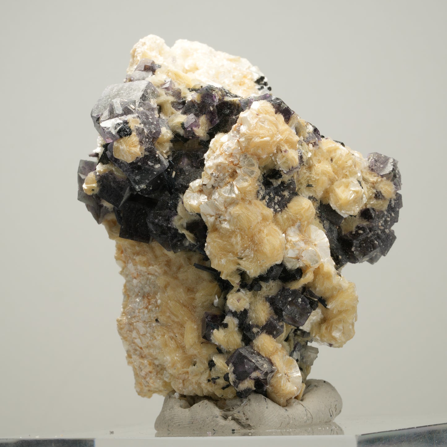 Bunte Phantom Fluorit, Schörl Turmalin, Hyalit Opal, Muskovit Erongo, Namibia 68*55*50mm #14016