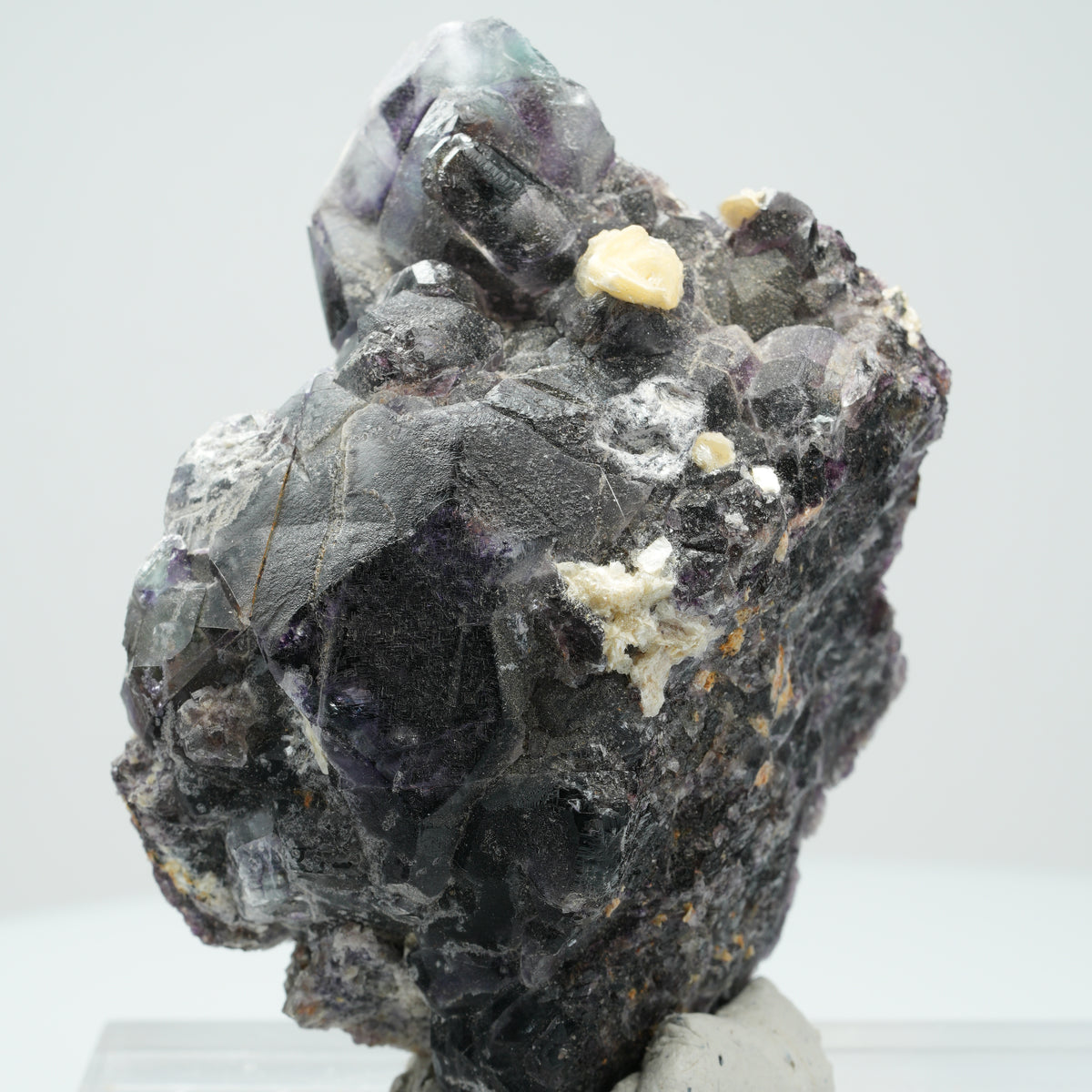 Seltene Phantom Fluorit Würfel, Muskovit, Hyalit Opal Stufe Erongo, Namibia 71*44*38mm #14019