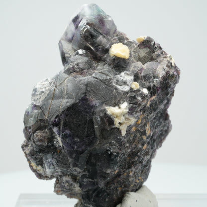 Seltene Phantom Fluorit Würfel, Muskovit, Hyalit Opal Stufe Erongo, Namibia 71*44*38mm #14019