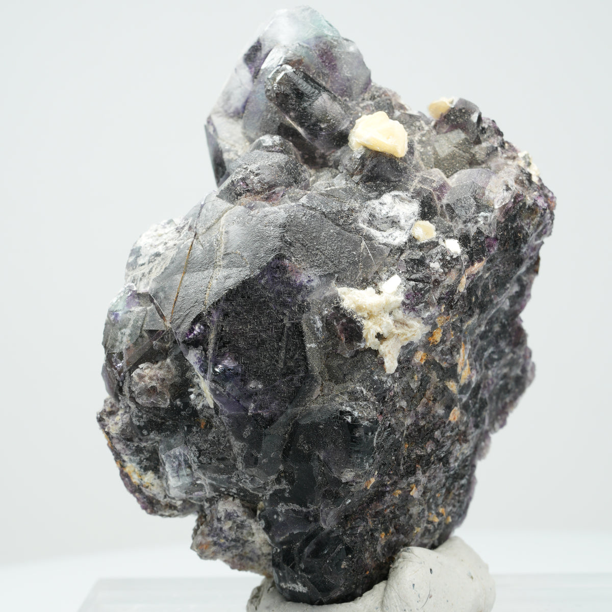 Seltene Phantom Fluorit Würfel, Muskovit, Hyalit Opal Stufe Erongo, Namibia 71*44*38mm #14019