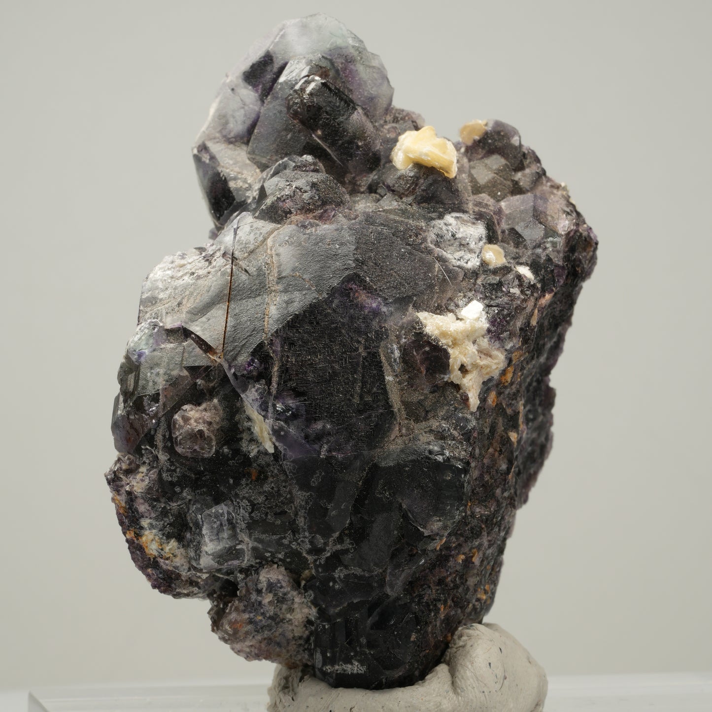 Seltene Phantom Fluorit Würfel, Muskovit, Hyalit Opal Stufe Erongo, Namibia 71*44*38mm #14019