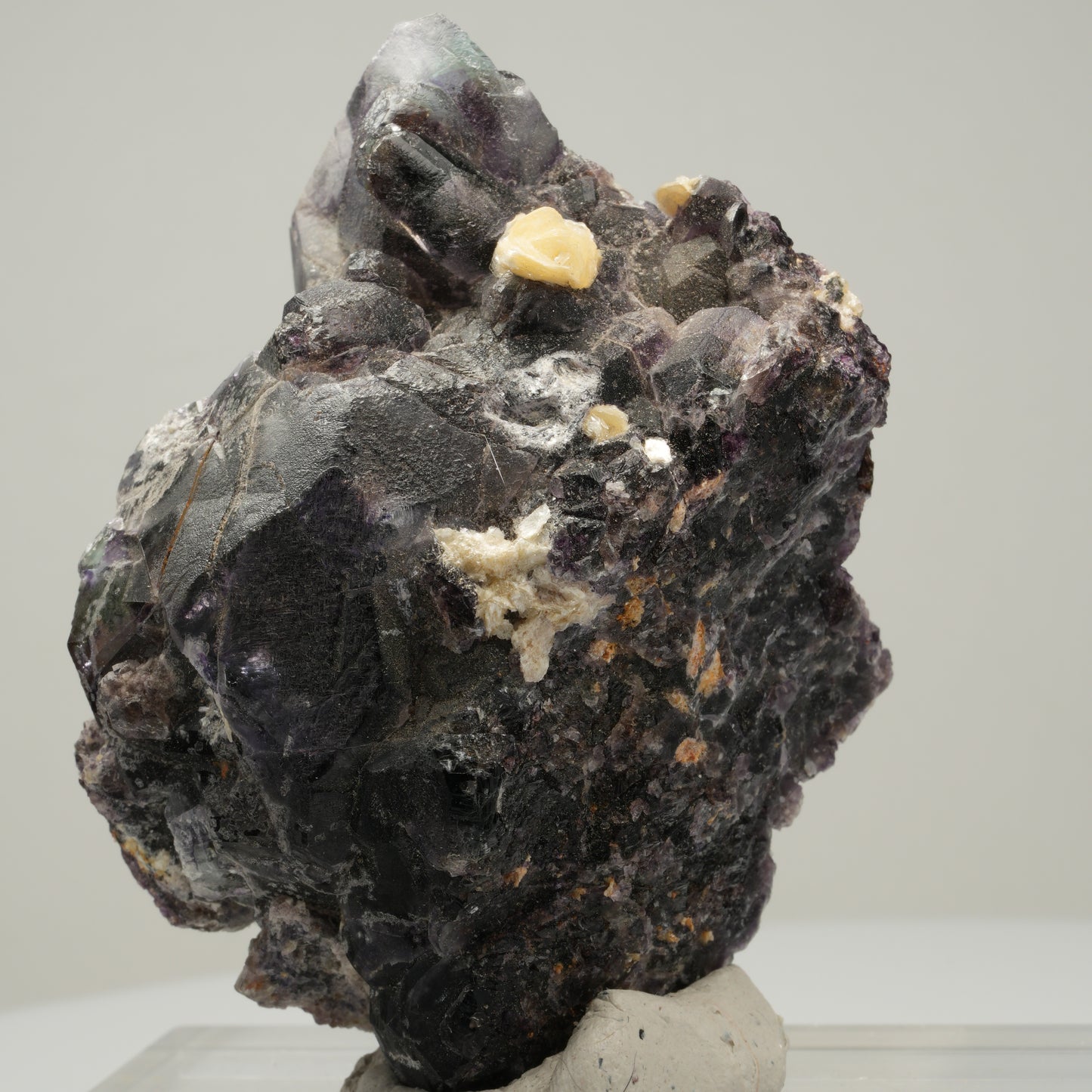 Seltene Phantom Fluorit Würfel, Muskovit, Hyalit Opal Stufe Erongo, Namibia 71*44*38mm #14019