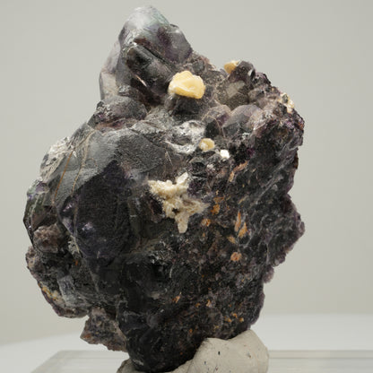 Seltene Phantom Fluorit Würfel, Muskovit, Hyalit Opal Stufe Erongo, Namibia 71*44*38mm #14019