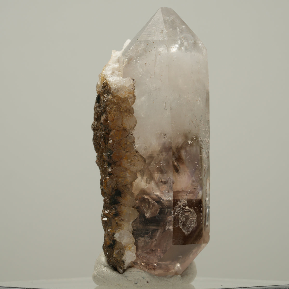 Skelett Phantom Rauchquarz Doppelender mit Calcit Goboboseb, Namibia 55*24*21mm #14021