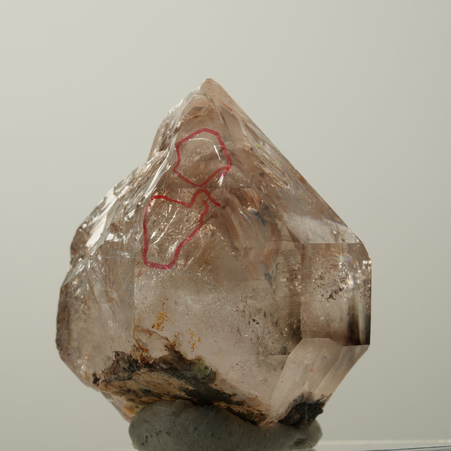 Enhydro Skelett Fenster Phantom Rauchquarz Zepter, 2x Blase Goboboseb, Namibia 41*33*28mm #14037