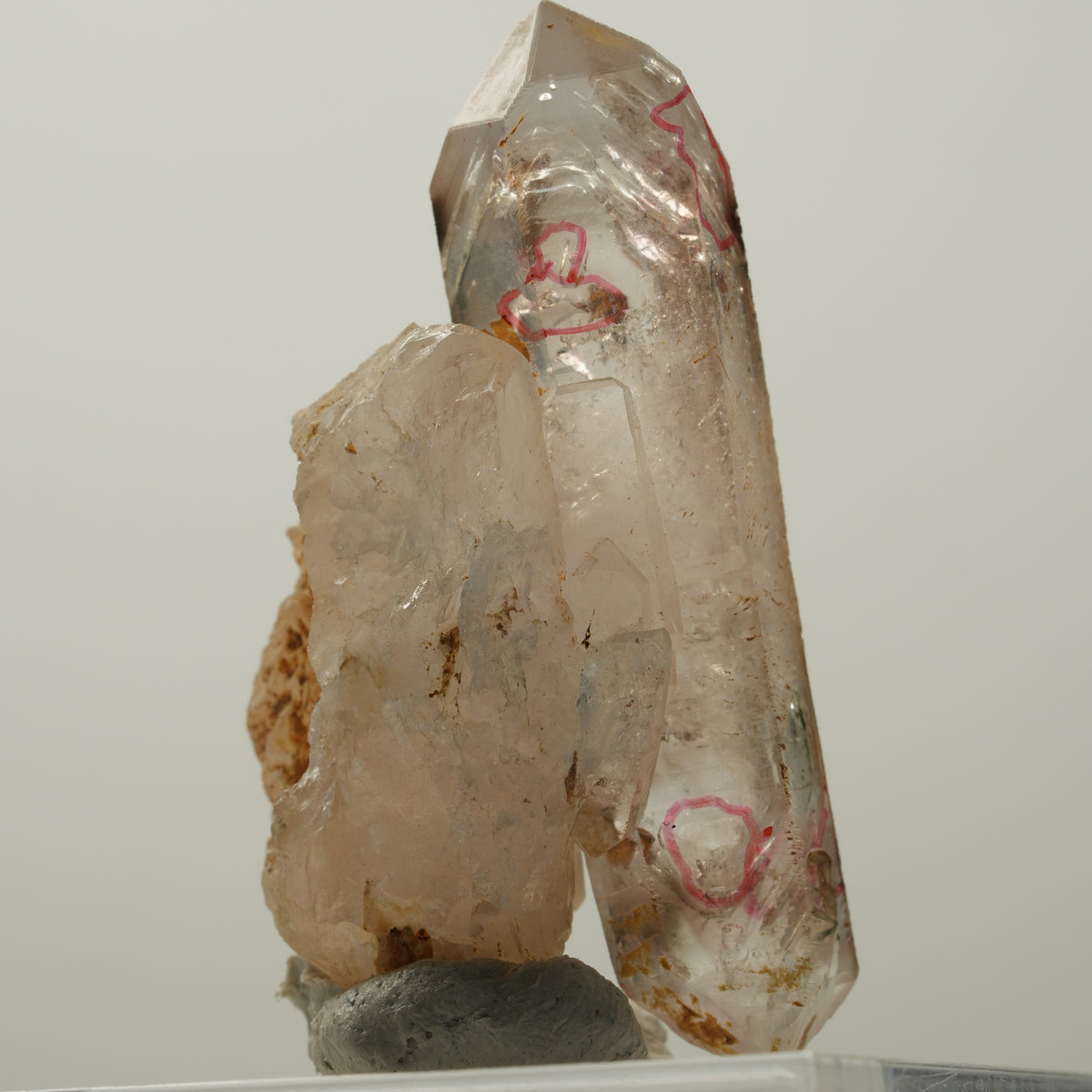 Enhydro Phantom Rauchquarz Skelett Doppelender, 6x Blase Goboboseb, Namibia 52*27*27mm #14038