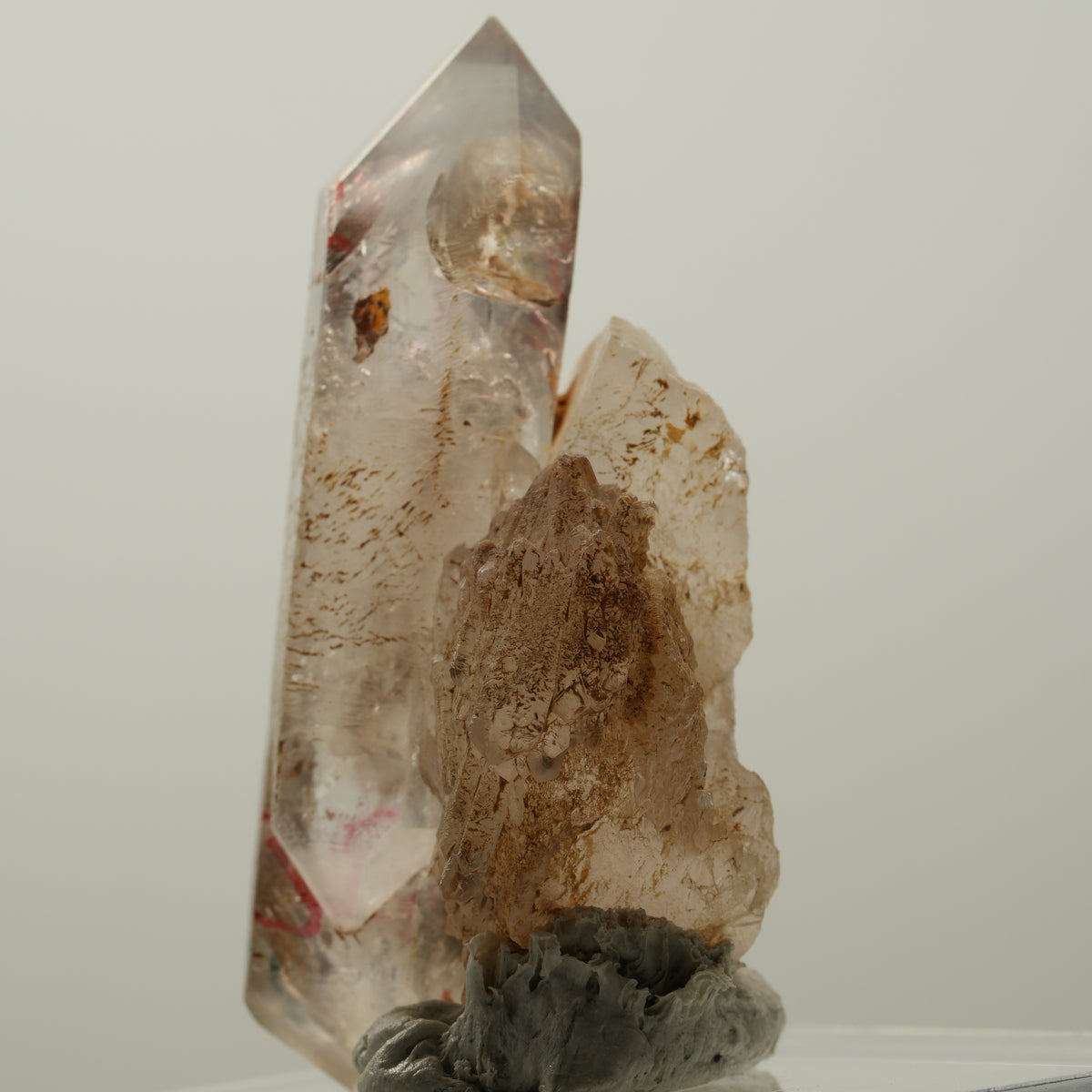 Enhydro Phantom Rauchquarz Skelett Doppelender, 6x Blase Goboboseb, Namibia 52*27*27mm #14038