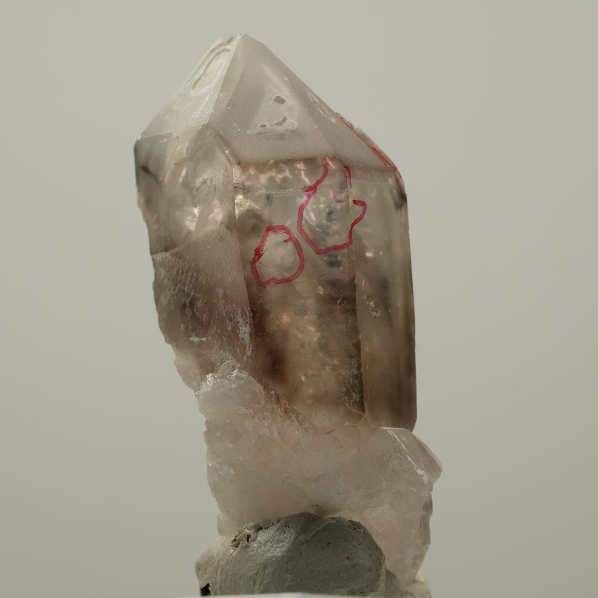 Enhydro Skelett Fenster Phantom Rauchquarz, 4x Blase Goboboseb, Namibia 47*23*17mm #14039