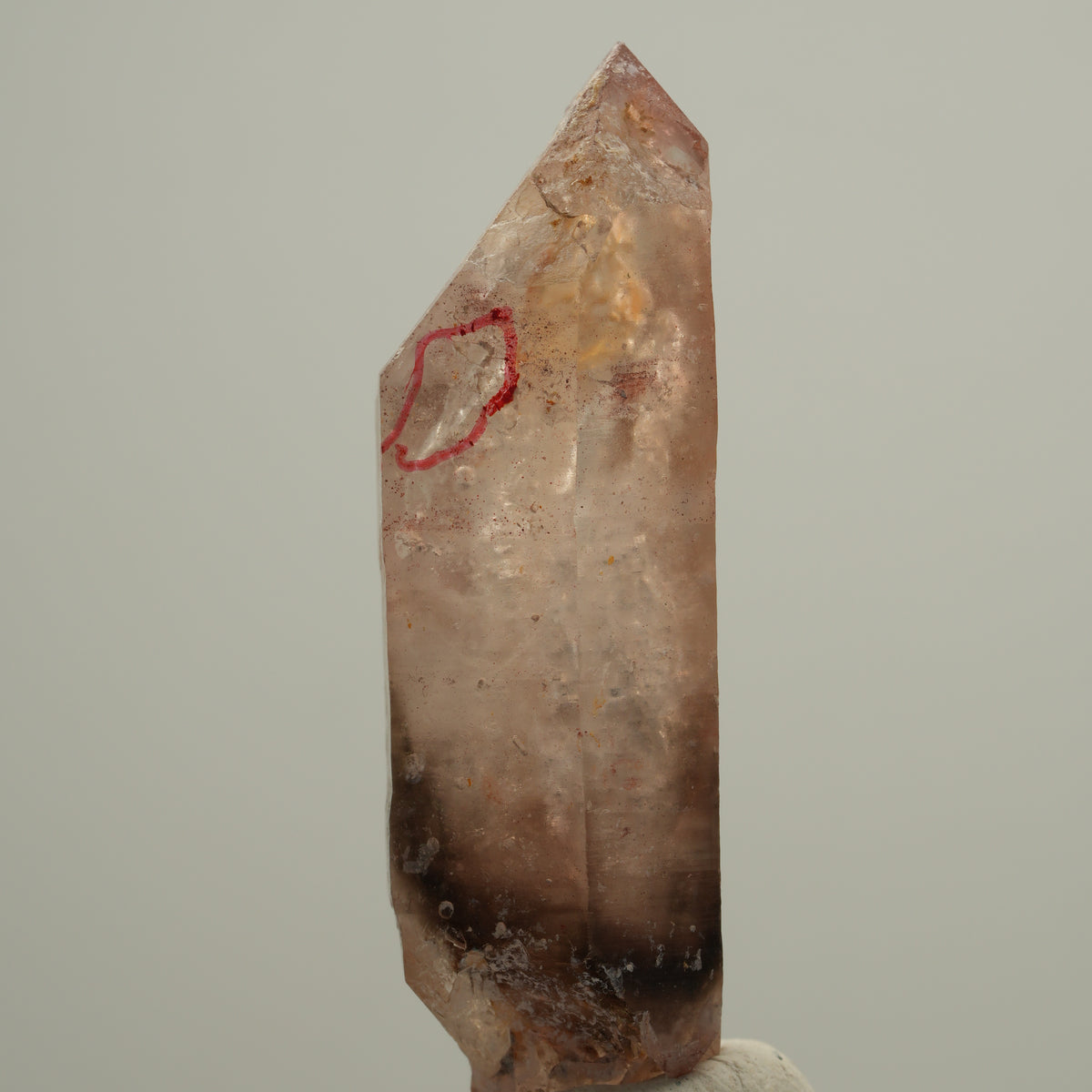 Enhydro Phantom Rauchquarz Skelett Doppelender, 1x Blase Goboboseb, Namibia 52*15*14mm #14044