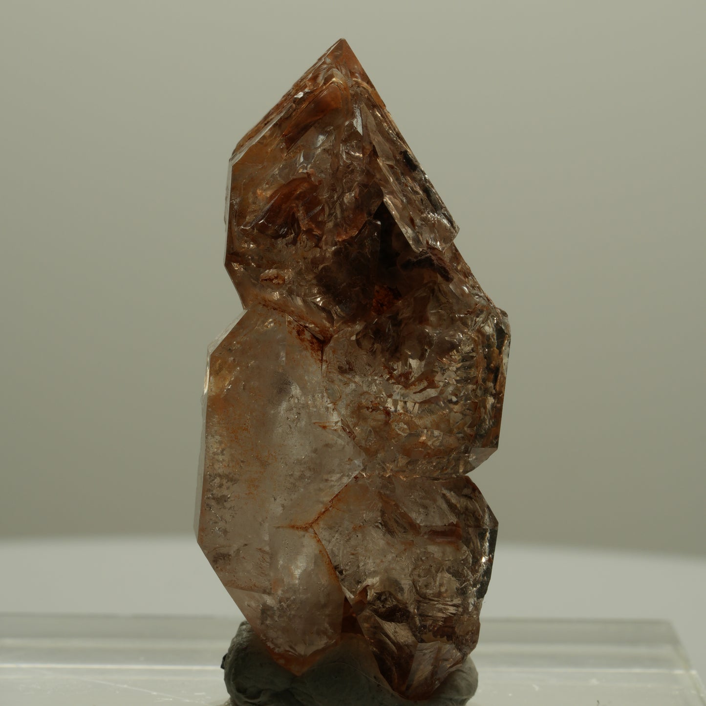 Skelett Phantom Rauchquarz Fenster Zepter Doppelender Spitze Goboboseb Namibia 44*21*16mm #14058