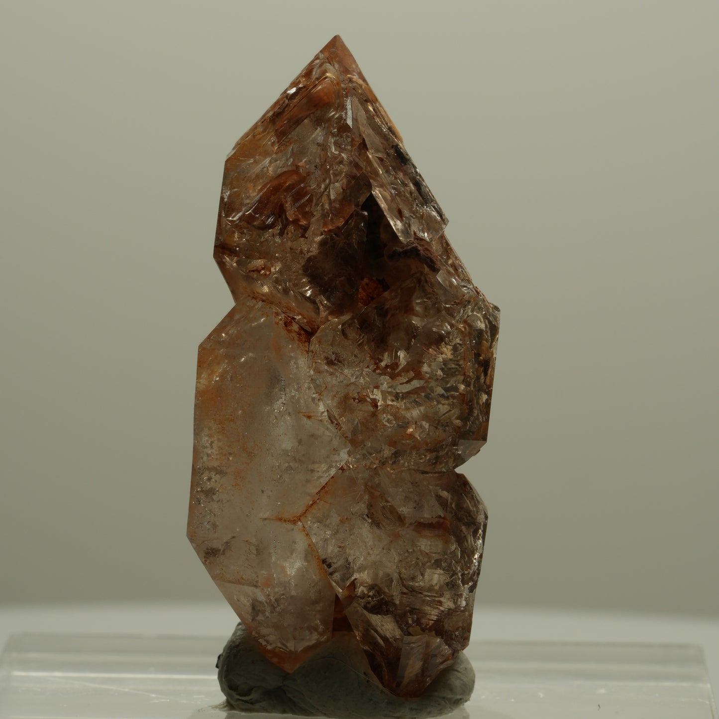 Skelett Phantom Rauchquarz Fenster Zepter Doppelender Spitze Goboboseb Namibia 44*21*16mm #14058